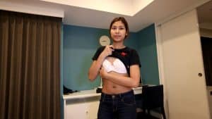 Shy Laos girl shows bra