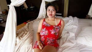 Chubby Oriental in shorts