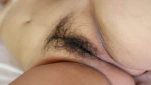 Chubby Oriental pussy covered in soft hair spread open
