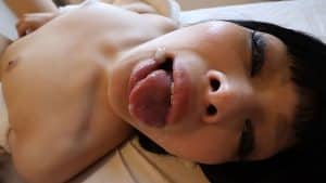 Sticky cum facial across Japanese girl face