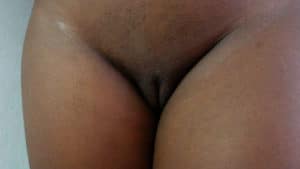 Teen Ebony pussy viewed standing up close