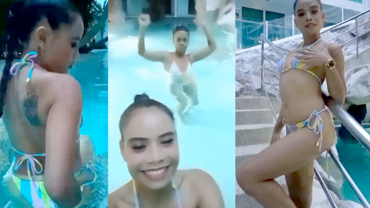 Asian Girls Swimming on Phone Video