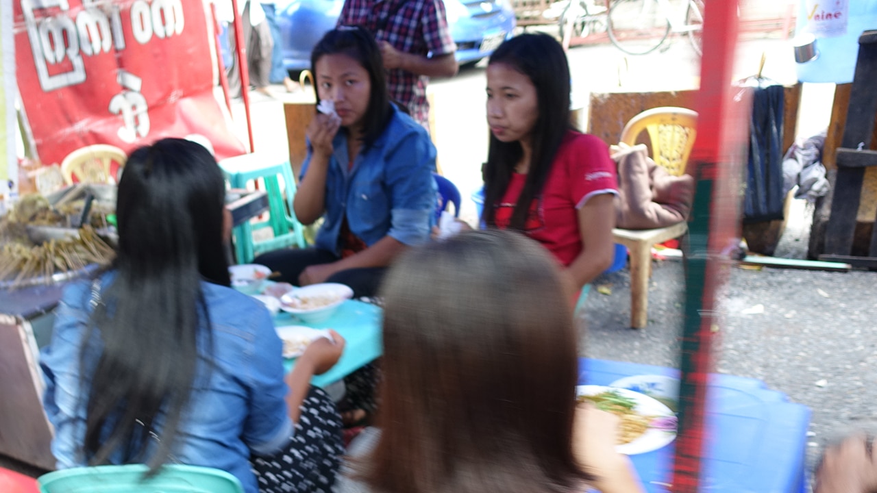 Myanmar Barbecue Tables on Street
