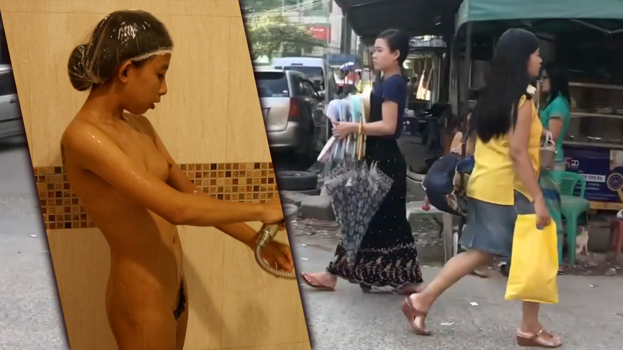 Asian Shower Cam Quickie & Walk