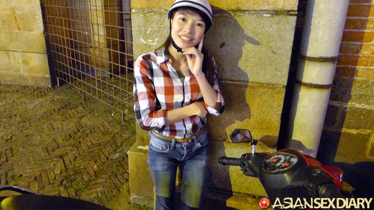 Looking cute on her bike