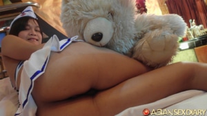 Cute ass up skirt with teddy bear
