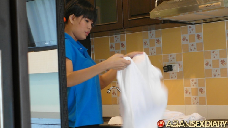 Korean maid folding my laundry
