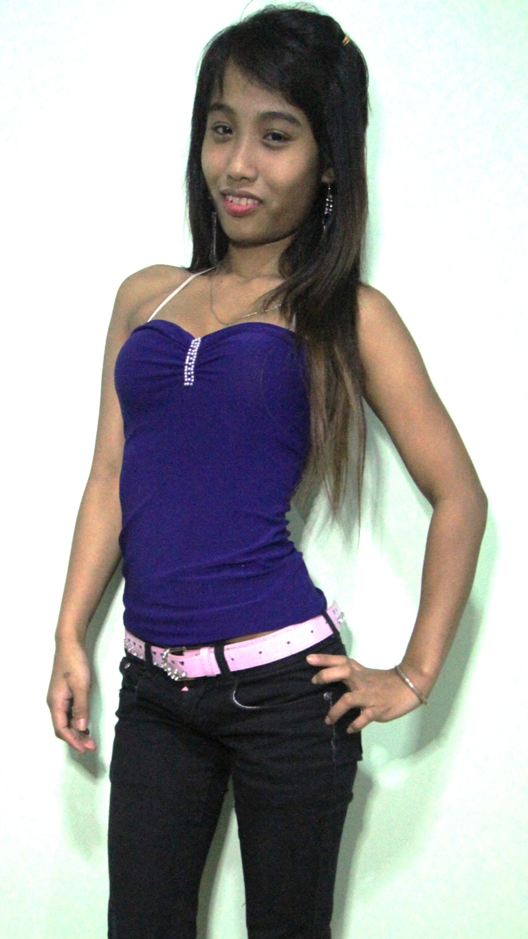 Asian Sex Diary Porn standing in tight black jeans