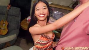 Smiling big while hugging man